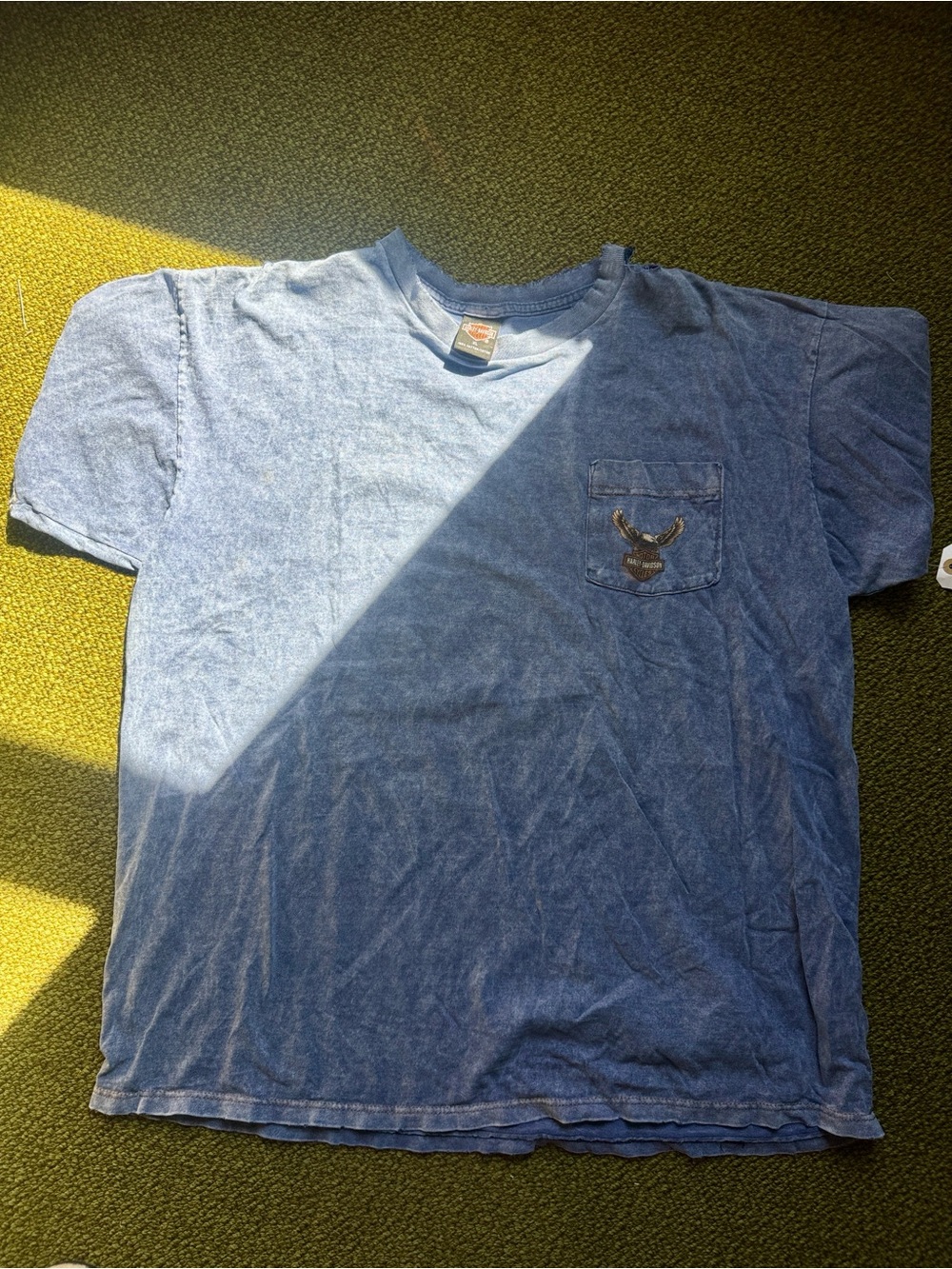 Vintage Blue Harley Worn Tee Sz XL